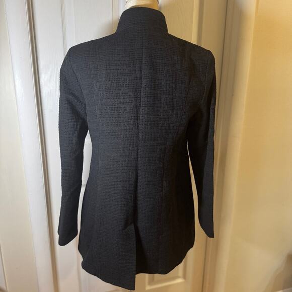 Eileen Fisher Organic Cotton Blend Textured Snap Front Closure Black Jacket SP - Picture 6 of 12